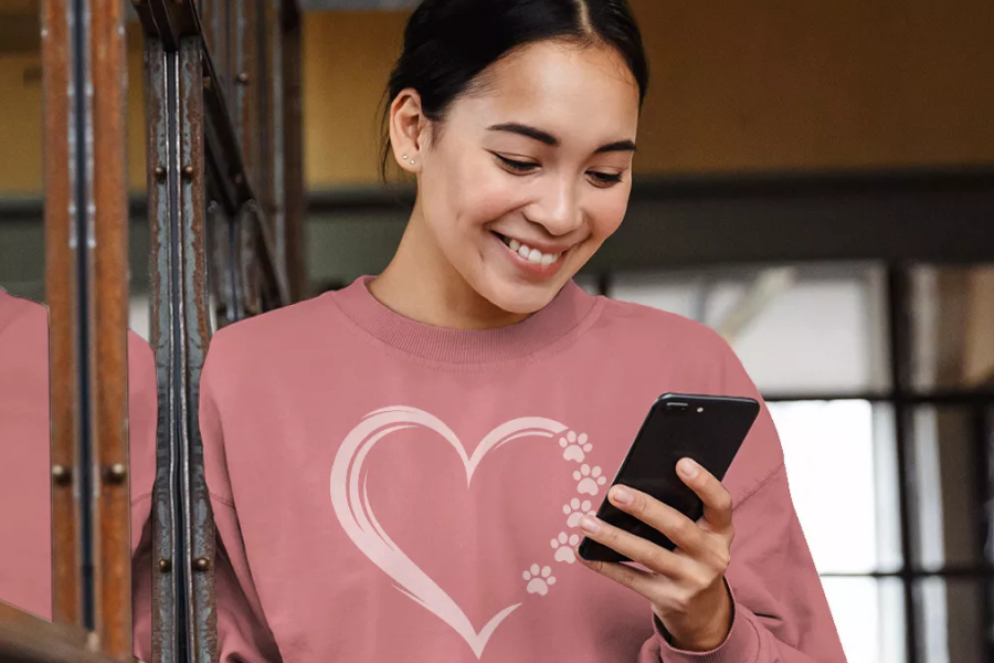 Heart Paw Print Sweatshirt for Women