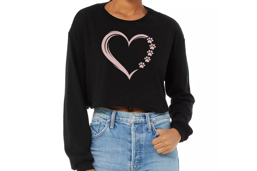 Heart Paw Print Sweatshirt for Women